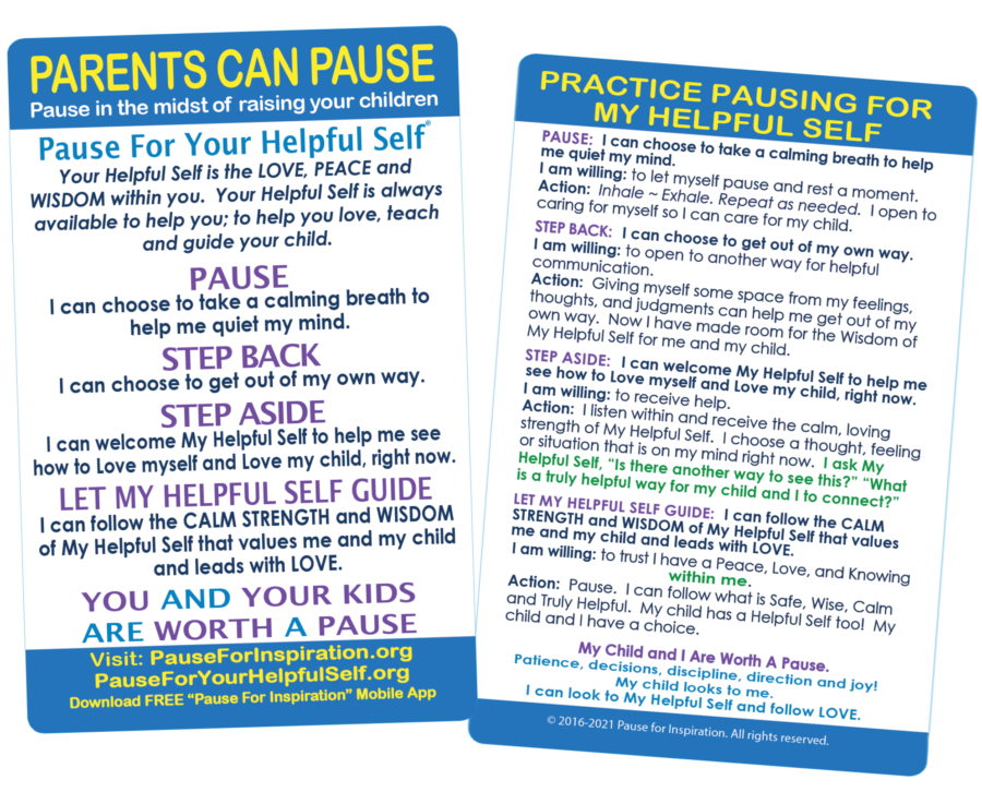 “Parents Can Pause” Card – 25 pocket-sized Pause cards FREE! $5.00 charge for packaging and postage.