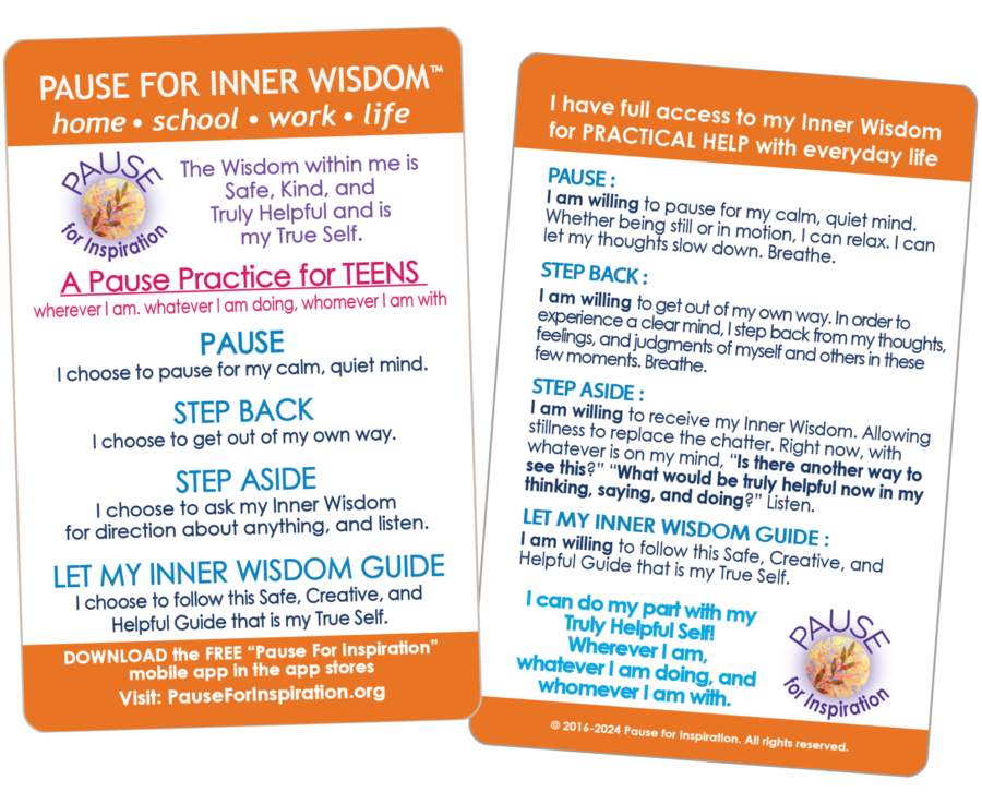 “Teens Can Pause” Card – 25 pocket-sized Pause cards FREE! $5.00 charge for packaging and postage.